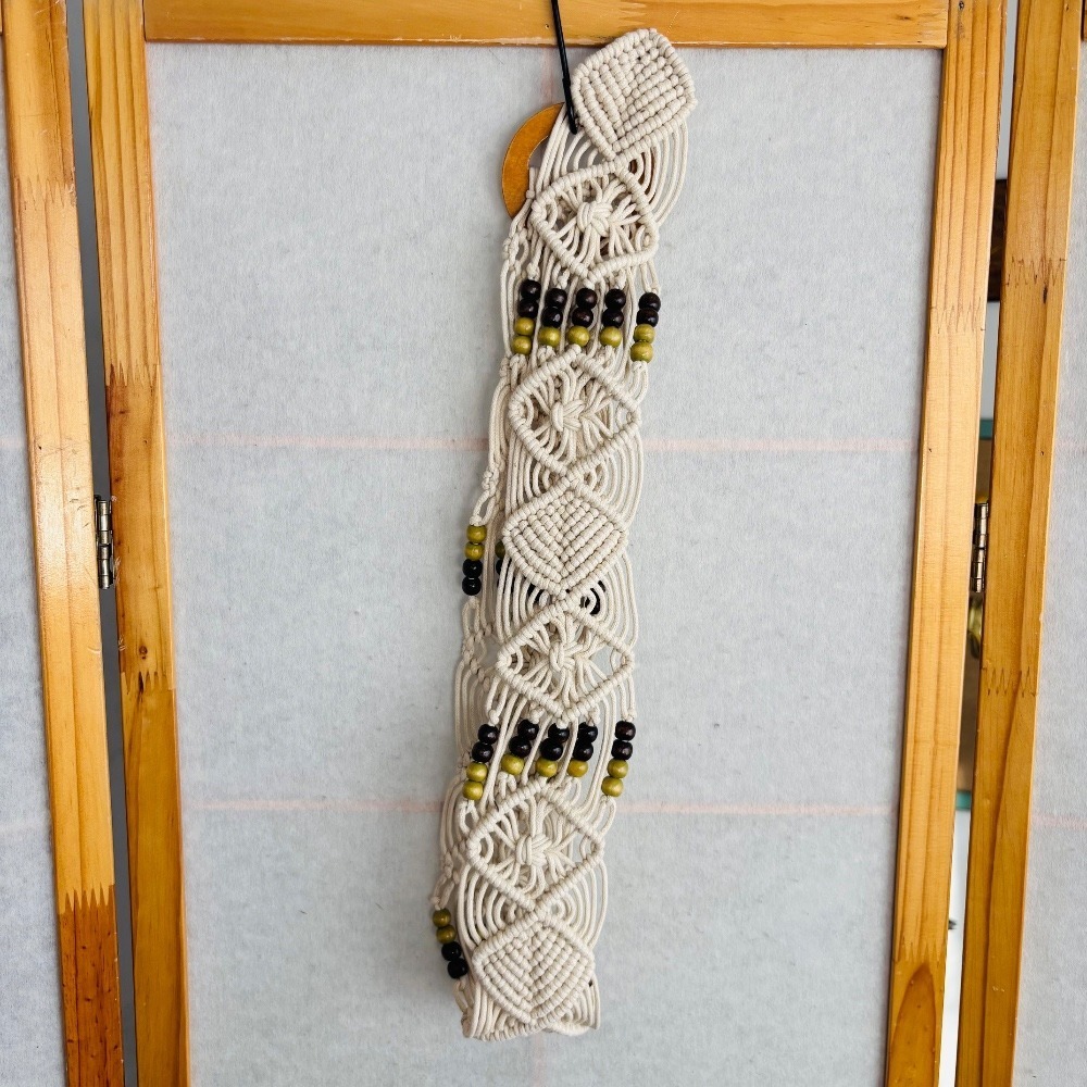 Boho Macrame Hippie Belt‎ Crochet Beaded Western Country Vintage 70s 80s - Picture 6 of 8